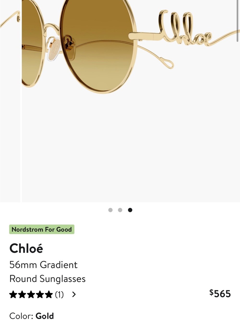 Chloé Gold Round Sunglasses with Gray Gradient Lenses - Picture 8 of 8
